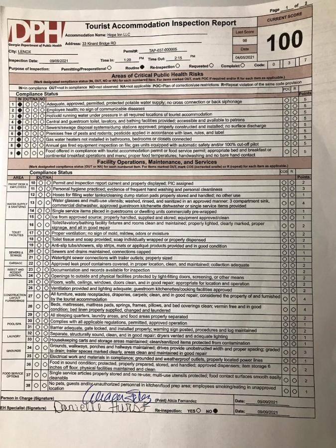 Hope Inn 莱诺克斯 外观 照片